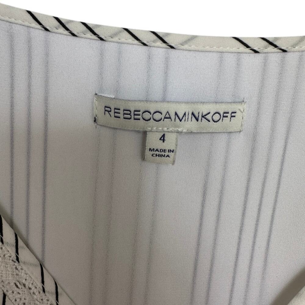 Rebecca Minkoff Taylor Striped Ruffle Dress Asymmetrical Hem Size 4 - Picture 5 of 7